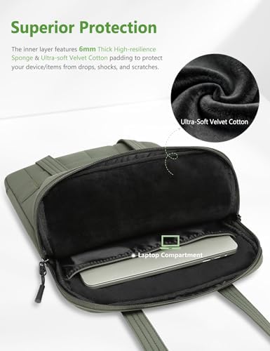 HYZUO 15-16 Inch Puffy Laptop Case Sleeve Padded Handbag, Midnight Green