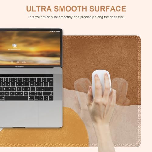 HAOCOO Boho Desk Mat, Large Keyboard Pad for Office, Orange & Brown