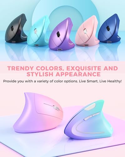 Lekvey Ergonomic Mouse, Rechargeable Vertical Wireless Mouse, Pink
