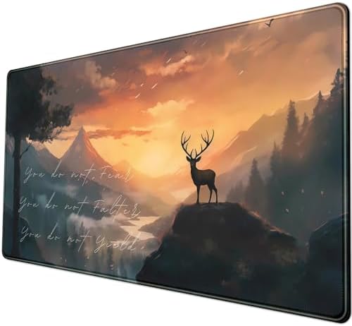 Misty Forest Desk Pad Mat Anime Mouse Pad Gaming Playmat, Large Mouse Pad Deer Desk Mouse Laptop Keyboard Pad Computer Mats for Desktop Full Desk Mouse Pads Office Desk Game(31.5x15.8 in)