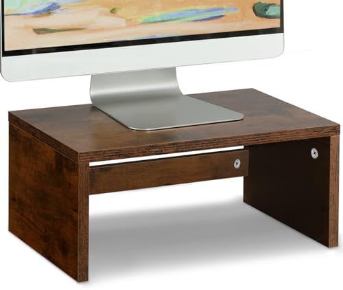 TEAMIX 6.7 inch Tall Monitor Stand Riser, Wood Shelf Riser, Desk Organizer