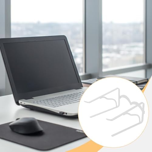 Laptop Stand for Desk, Portable Laptop Riser with Breathable Ventilated Cooling, Adjustable Ergonomic Computer Stand Holder for Office Supplies, Black- White