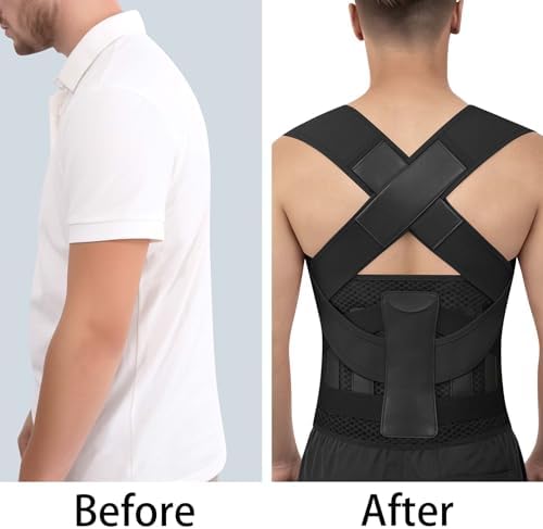 Posture Corrector Back Brace for Women and Men Lightweight Adjustable Comfortable Back Straightener Support Helps Reduce (Black, XX-Large)