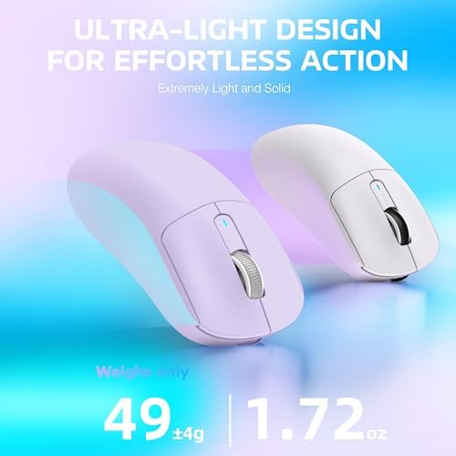ATTACK SHARK X3 Lightweight Wireless Gaming Mouse with Tri-Mode 2.4G/USB-C Wired/Bluetooth,Up to 26K DPI, PAW3395 Optical Sensor,Kailh GM8.0 Switch,5 programmable Buttons for PC/Win/Mac(Purple)