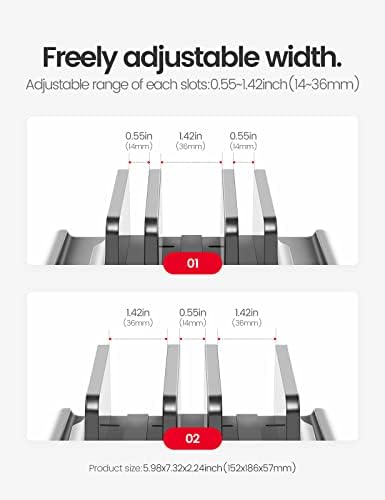 3-Slot Vertical Laptop Stand Holder,Adjustable ABS Plastic Desktop Notebook Dock,Vertical Laptop Stand Space-Saving for All MacBook/Surface/Samsung/HP/Dell/Chrome Book