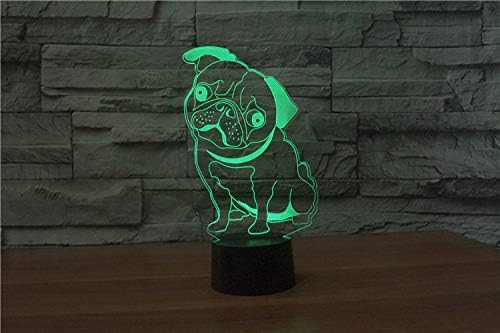 Shar Pei 3D Illusion Night Light Touch Table Desk Lamp with Remote Control 16 Colors Optical USB LED Night Light for Kids Gift Room Decoration