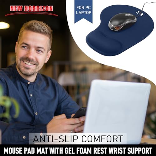 Ergonomic Mouse Pad with Wrist Rest, Gel Wrist Support Mousepad, Pain Relief Laptop Computer Mouse Pad, Non-Slip Mouse Pads for Home & Office (Blue, Regular)