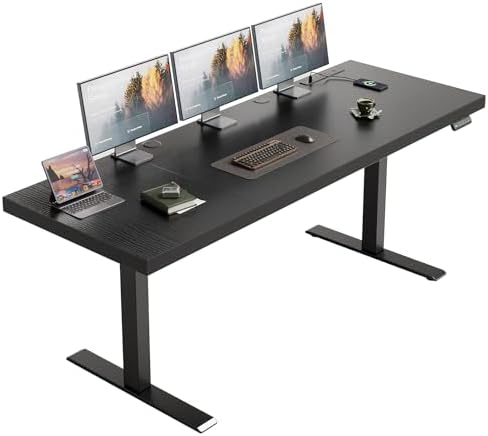 OffiGo 71 Inch Executive Electric Standing Desk Height Adjustable, Black