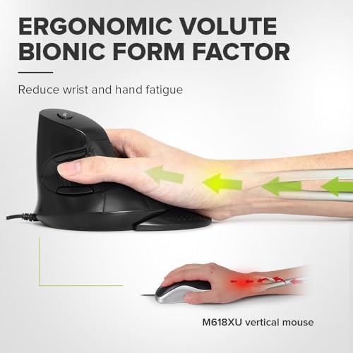 DELUX Wired Ergonomic Vertical Mouse, for Medium Hands(M618XU-Black)