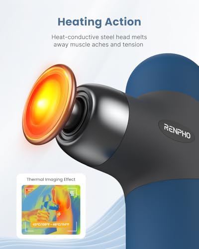 RENPHO Mini Thermal Massage Gun with Heat, Color Silicone Casing, 4 Speeds