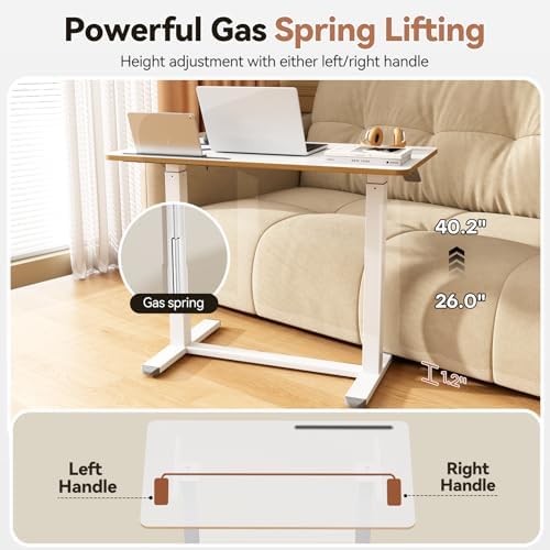 Mobile Standing Desk with Drawer, Height Adjustable, 35" White