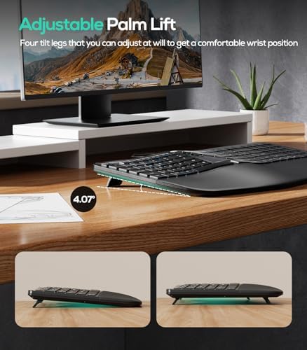 Nulea Ergonomic Split Wireless Keyboard with Cushioned Wrist Rest