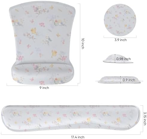 Ergonomic Memory Foam Keyboard Mouse Pad Set with Wrist Rest Support,Non-Slip Hand Wrist Cushion for Laptop/Notebook/Desktop/Computer/Gaming/Office,Easy Typing& Pain Relief (Birds)
