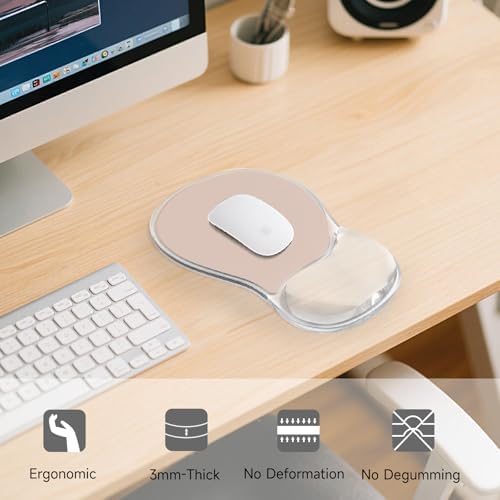 AUPET Ergonomic Mouse Pad with Gel Wrist Support – Non-Slip Mouse Mat with Comfortable Memory Gel Cushion – Relieves Wrist Pain – Designer Pattern for Home Office & Gaming (Flesh Color)