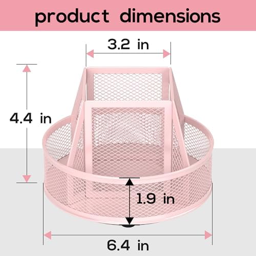 YINGHUA 360°Rotating Mesh Desk Organizer & Pen Holder - Pink
