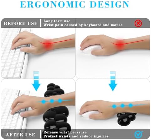 Gel Cloud Keyboard and Mouse Wrist Rest, Cute Wrist Support and Arm Support Keyboard Rest for Keyboard and Mouse Typing Pain Relief，Suitable for Office/Computer/Laptop/Gaming (Transparent Black)