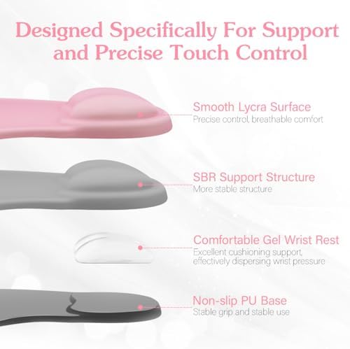 Office Mousepad with Wrist Support,9 * 7.5inch,Pink