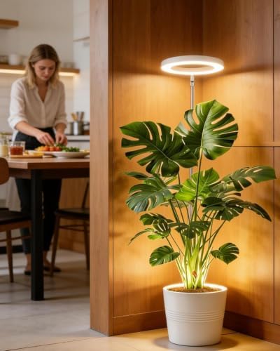 yadoker Plant Grow Light,LED Growing Light Full Spectrum for Indoor Plants,Aluminum Black Plant Lights,Height Adjustable, Automatic Timer, 5V Low Safe Voltage