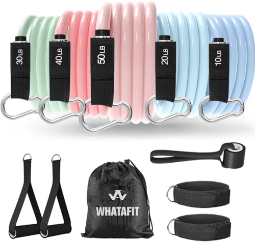 WHATAFIT Resistance Bands with Handles, 150 lb Exercise Bands Set