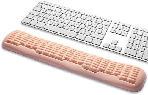 UnivoColors Memory Foam Keyboard Wrist Rest,Latest 3.0 Wave Curve Design,High-Resilience Memory Foam,Non-Slip Base Fits,Full-Sized Keyboards,Ideal for Work and Gaming(Flesh Pink)