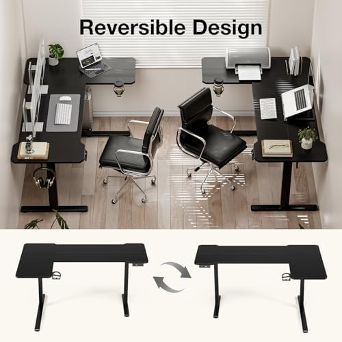Acrolix L Shaped Electric Standing Desk,59x40 Reversible,Black