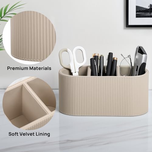 Remote Control Holder Pen Pencil Holder Desk Organizer Caddy(Beige)