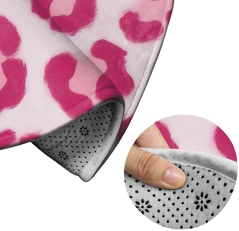Fashion Round Area Rug Large Non Slip Carpet Unisex Home Decor Mat Pink Leopard Print