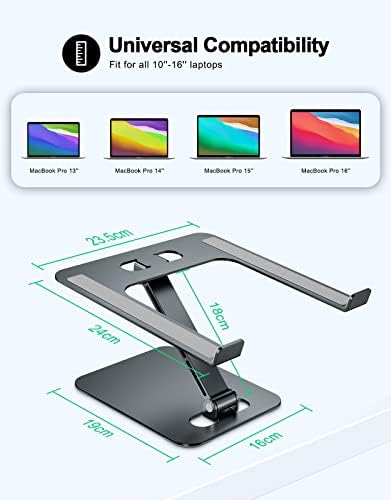 RIWUCT Aluminum Alloy Laptop Stand for Desk, Foldable Laptop Riser Holder