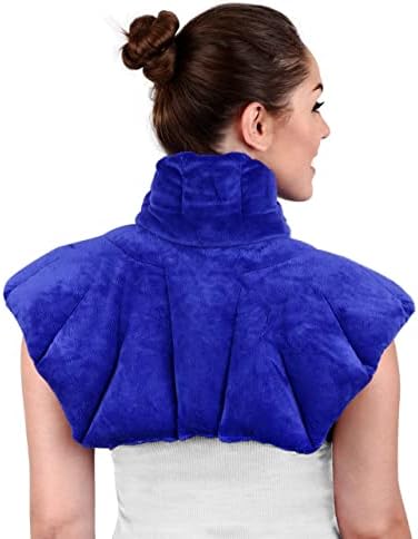 Microwavable Heating Pad for Neck, Shoulders, and Back by Joy & Grace | 5 Lb Weighted Neck & Shoulder Wrap | Moist Heat Therapy Pack for Relaxation and Comfort | Soft Micro-Mink Cover | Scented Blue
