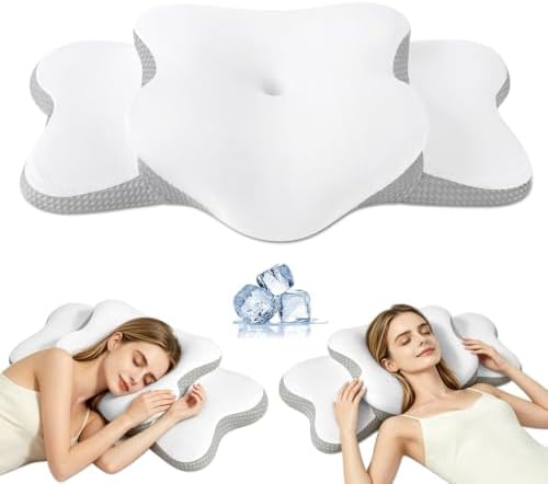 Cervical Neck Pillow for Neck Pain Relief & Side Sleeper | Ergo Pillow for Sleep Apnea, Neck Pain, and Snoring Relief | Orthopedic Memory Foam with Ergonomic Neck Support, White, Large