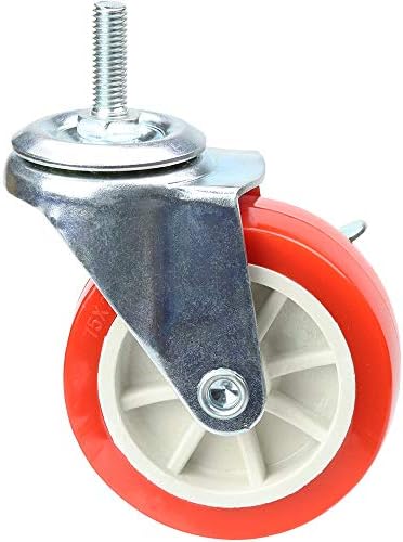3 Inch Swivel Caster Wheels with Brake Set of 4, YEEMIGO Metric Size M8×25mm Threaded Stem Castors, Casters Heavy Duty-Total Capacity 450lbs, Replacement for Cart Furniture Workbench and Trolley