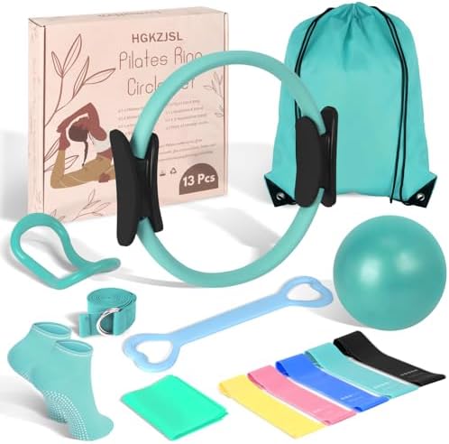 Pilates Kit for Women 13PCS, Pilates Ring Ball Resistance Bands Workout Set