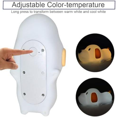S NMT Silicone LED Papa Puppy Night Light Touch Sensor Switching Night Lamp, Transform Between Warm White 2700K and White 6500K, Safe SIL+ABS, Sleep Timer Setting for Kids Babies Bedside and Nursery