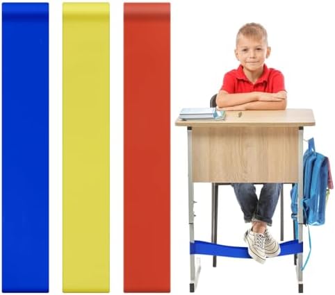 1 Blue, 1 Red, 1 Yellow, Chair Bands for Kids with Fidgety Feet