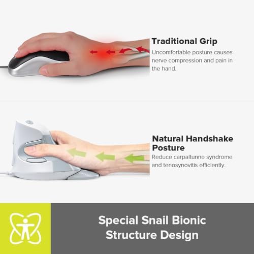DELUX Wired Ergonomic Vertical Mouse, for Medium Hands(M618XU-White)