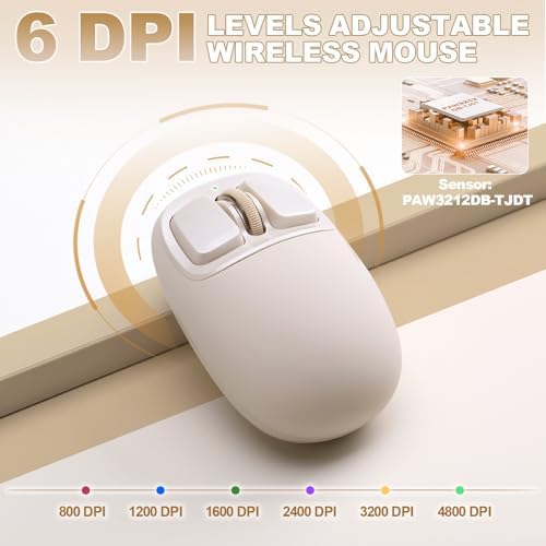 YUNZII C1 Wireless Tri-Mode Wireless Mouse 4800 DPI Optical (Beige)