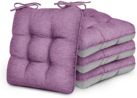 Love's cabin Memory Foam Chair Cushions Set of 4, 15.5 Inch, Light Purple