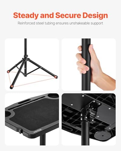 VEVOR Cycling Desk, Adjustable Bike Trainer & Treadmill Desk with Triangle Support, Non-Slip Multi-Slot Bike Trainer Fitness Desk with Handle Bar, Fit for Home Office Exercise