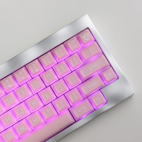 ULTRAEQUIP Keycap Set Pink Jade, 160 Keys RSA Profile PBT Keycaps Double Shot Translucent Custom Set with Split 7U Spacebar for Alice ISO ANSI 60, 75, 80, 95, 100% Mechanical Keyboard