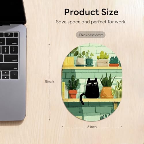 Oval Mouse Pad 6x8in Non-Slip for Laptop,Cute Cat