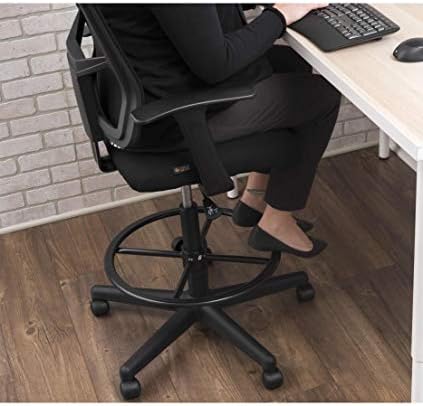 Stand Up Desk Store Sit to Stand Drafting Task Stool Chair for Standing Desks with Adjustable Footrest and Armrests (Black)