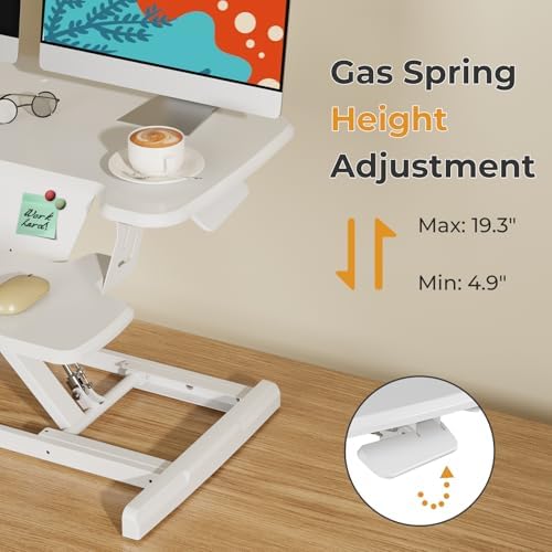 JOY worker Standing Desk Converter, 32" Height Adjustable Desk Riser, White