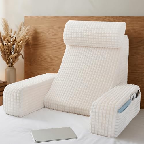 Vekkia 19'' Reading Pillow with Armrests and XL Pockets for Adults