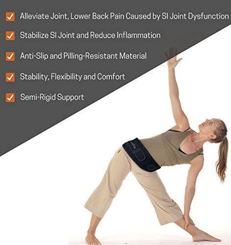 Vriksasana Posture Sacroiliac Hip Belt for Women and Men That Alleviates Sciatic, Pelvic, Lower Back, Leg and Sacral Nerve Pain Caused by Si Joint Dysfunction| Trochanter Brace EXTRA SMALL (Petite, Black)