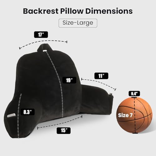 Large Plush Backrest Pillow for Sitting in Bed,Faux Fur,Black