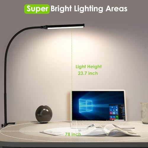ShineTech LED Desk Lamp with Clamp,Clip On Desk Lamp for Home Office