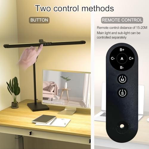 Omorepa 36W 3000LM Ultra Bright Architect Desk Lamp with Base, 47.4Inches Wide Tall Overhead Desk Light for Home Office, Dimmable Table Light with Remote for Desktop Working,Drafting,Reading