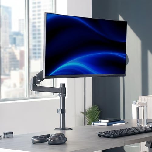 VIVO Heavy Duty Articulating Single Pneumatic Spring Arm Desk Mount Stand, Fits 17 to 40 inch Standard Screens or Ultrawides up to 26.4 lbs with Maximum VESA 100x100mm, STAND-V101H