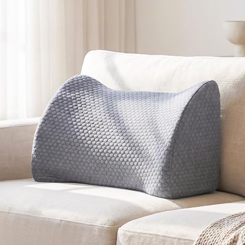 Lumbar Support Pillow Memory Foam Breathable Support for Office Chair, Car Seat, Sofa, Bed - Relieves Back, Spine, Neck Pain for Ergonomic Comfort Gray 22 * 11 * 7.5in