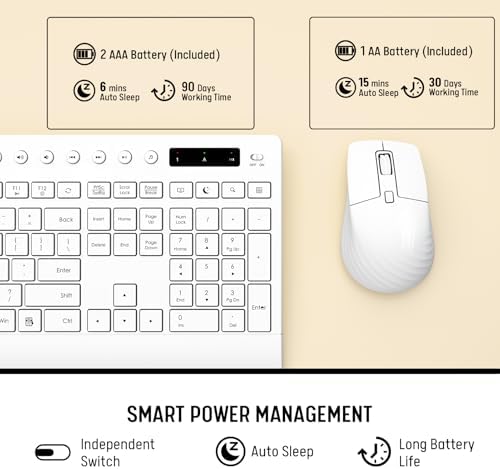 Trueque Wireless Keyboard and Mouse Combo, Full Size with Palm Rest